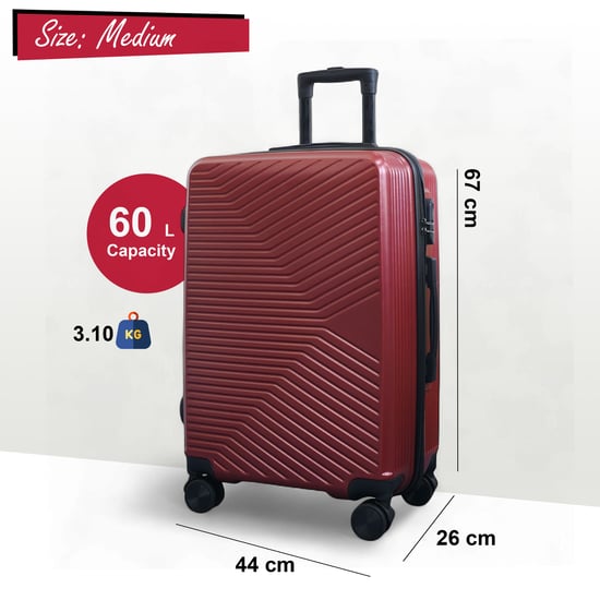 Hardshell Red Suitcase Robust 8 Wheel Luggage Cabin Case Bag - Image 6