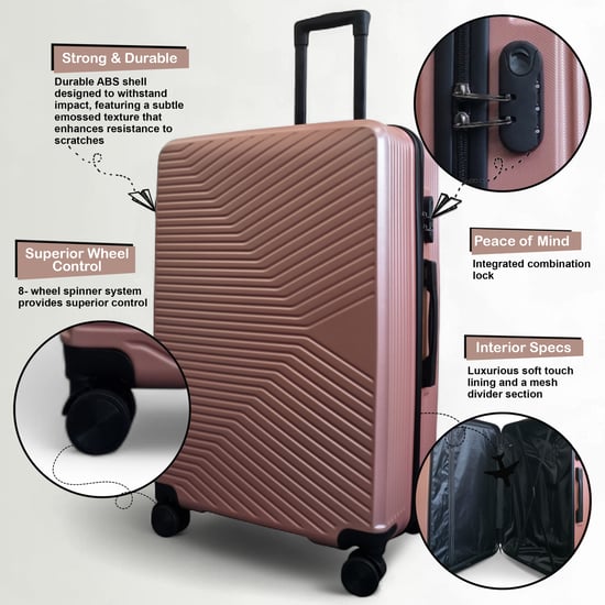 Hardshell Rose Gold Suitcase Robust 8 Wheel Luggage Cabin Case Bag - Image 3