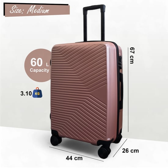 Hardshell Rose Gold Suitcase Robust 8 Wheel Luggage Cabin Case Bag - Image 6