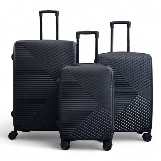Hardshell Black Suitcase Robust 8 Wheel Luggage Cabin Case Bag Set - Image 1
