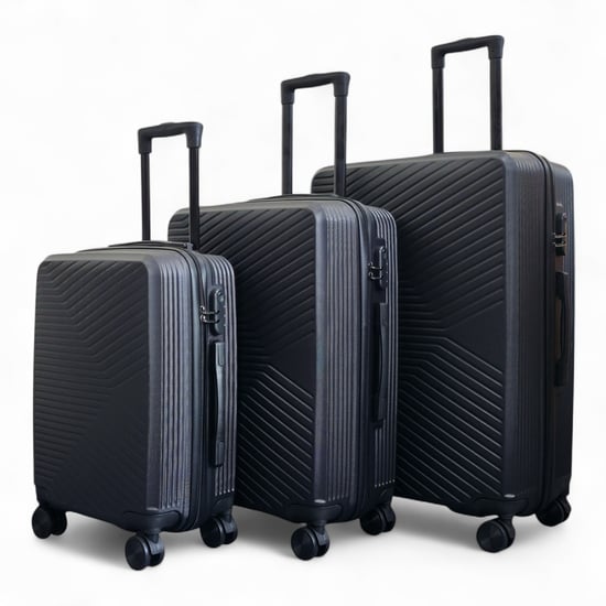 Hardshell Black Suitcase Robust 8 Wheel Luggage Cabin Case Bag Set - Image 4