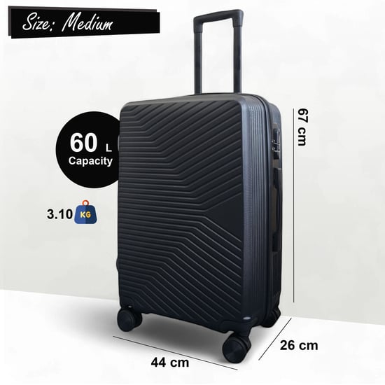 Hardshell Black Suitcase Robust 8 Wheel Luggage Cabin Case Bag Set - Image 6