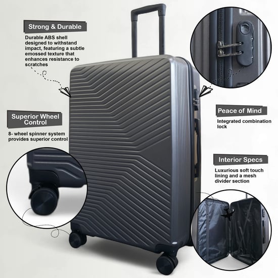 Hardshell Charcoal Grey Suitcase Robust 8 Wheel Luggage Cabin Case Bag Set - Image 3