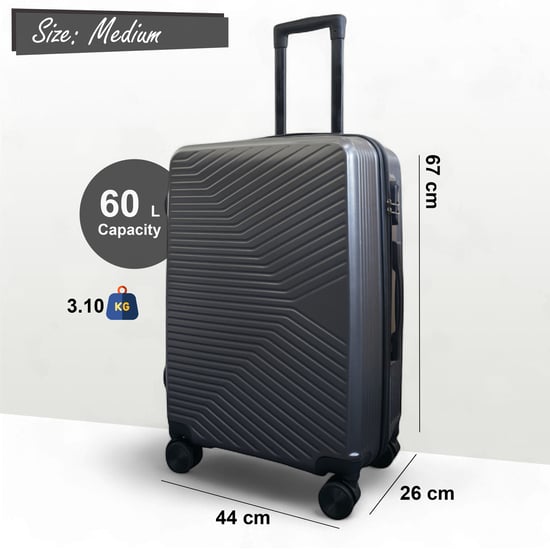 Hardshell Charcoal Grey Suitcase Robust 8 Wheel Luggage Cabin Case Bag Set - Image 6
