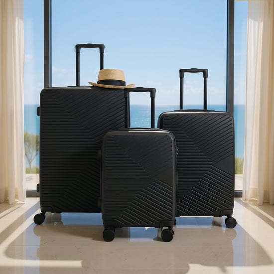 Hardshell Black Suitcase Robust 8 Wheel Cabin Luggage Case Bag Set - Image 1