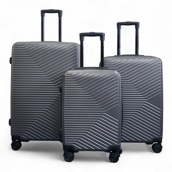 Hardshell Charcoal Grey Suitcase Robust 8 Wheel Cabin Luggage Case Bag Set - Image 2