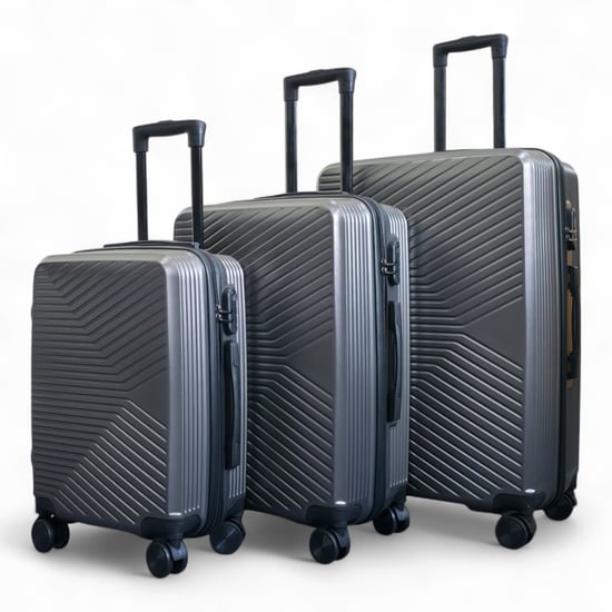Hardshell Charcoal Grey Suitcase Robust 8 Wheel Cabin Luggage Case Bag Set - Image 5