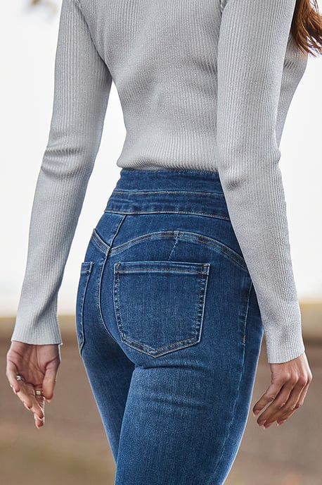 Mid Blue Contour Waist Slim Leg Jeans - Image 2