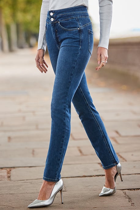 Mid Blue Contour Waist Slim Leg Jeans - Image 4
