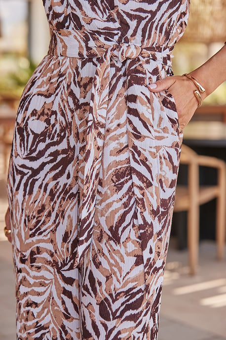 Animal Print Tortoiseshell Strap Detail Jumpsuit - Image 4