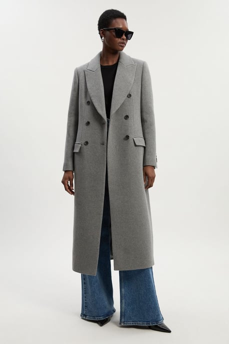 Wool Double Breasted Tailored Midi Coat - Image 1