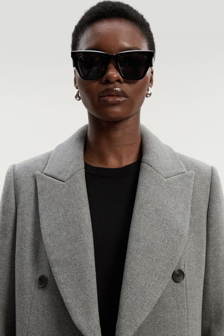 Wool Double Breasted Tailored Midi Coat - Image 2