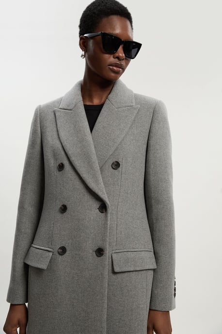 Wool Double Breasted Tailored Midi Coat - Image 4