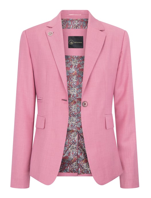 Women's 3 Piece Tailored Fit Plain Pink Formal Office Suit - Image 3
