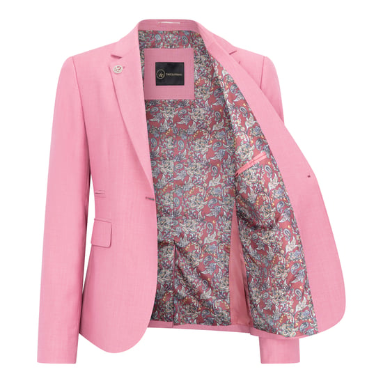 Women's 3 Piece Tailored Fit Plain Pink Formal Office Suit - Image 4