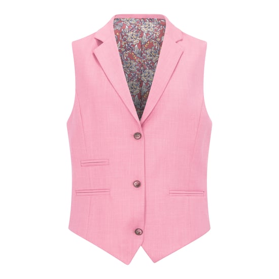 Women's 3 Piece Tailored Fit Plain Pink Formal Office Suit - Image 5