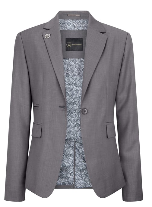Women's 3 Piece Tailored Fit Plain Grey Formal Office Suit - Image 3