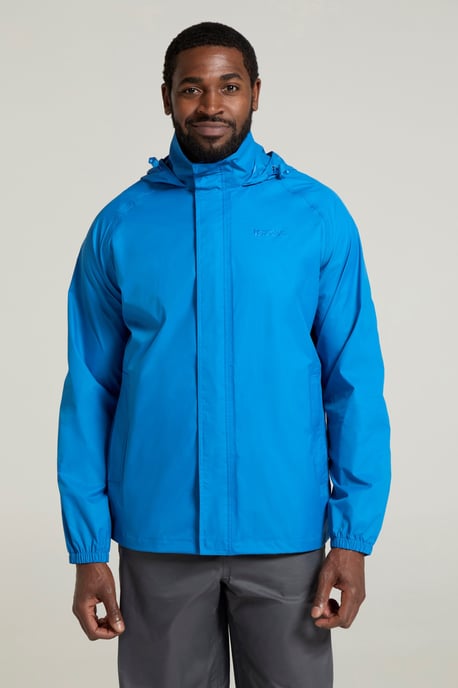 Mens 'Pakka II' Waterproof Packable Breathable Hooded Full Zip Jacket Medium Blue - Image 1