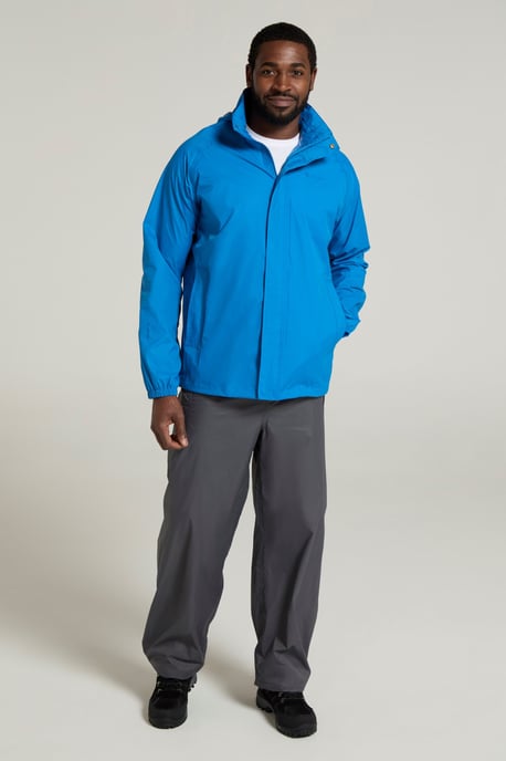 Mens 'Pakka II' Waterproof Packable Breathable Hooded Full Zip Jacket Medium Blue - Image 2