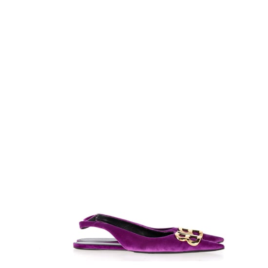 Balenciaga BB Knife Slingback Flats in Purple Velvet - Image 1