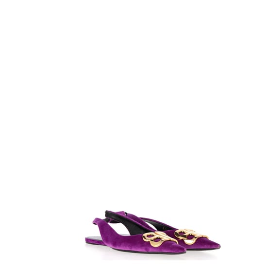 Balenciaga BB Knife Slingback Flats in Purple Velvet - Image 3