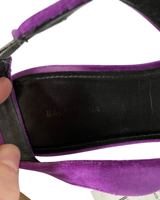 Balenciaga BB Knife Slingback Flats in Purple Velvet - Image 5