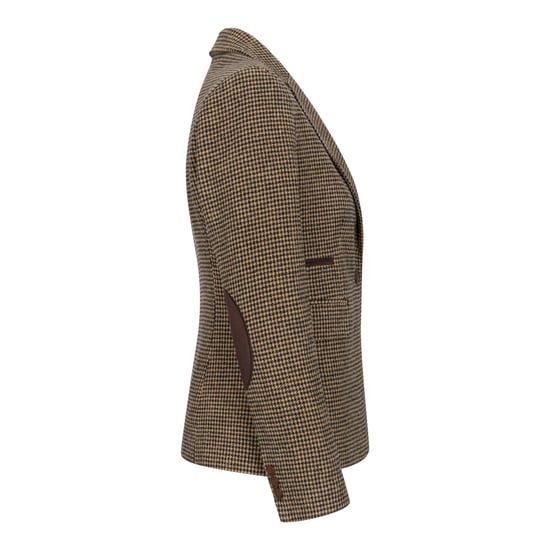Dames getailleerde bruine pied-de-poule wolmix tweed blazer - Image 5