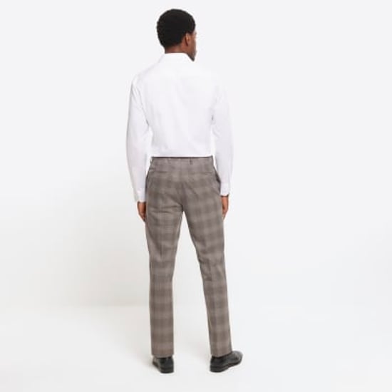 River Island Mens Suit Trousers Grey Slim Fit Check - Image 3