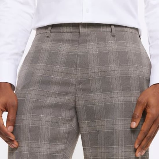 River Island Mens Suit Trousers Grey Slim Fit Check - Image 4
