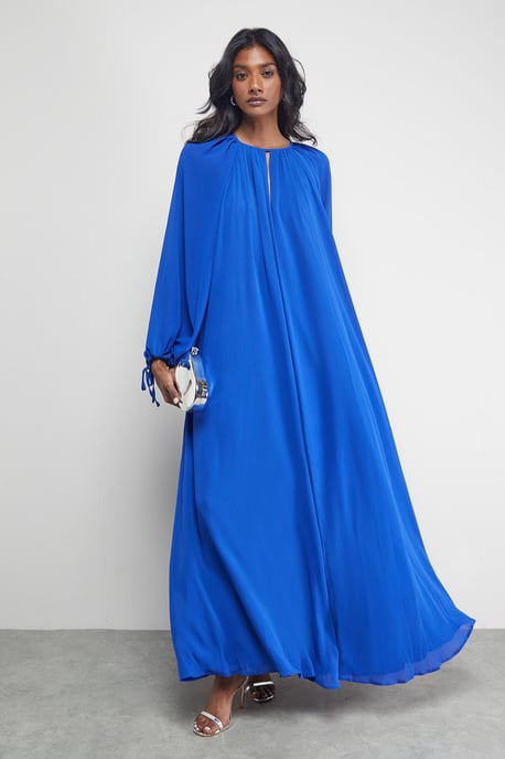 Chiffon High Neck Trapeze Maxi Dress - Image 4