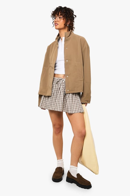 Funnel Neck Faux Leather Jacket - Image 3
