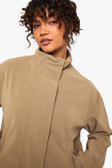 Funnel Neck Faux Leather Jacket - Image 4