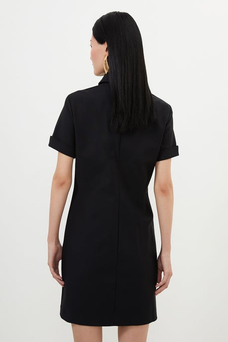 Petite Techno Cotton Woven Short Dress With Gold Clasps - Image 5