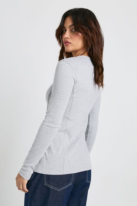 Ribbed Longline Popper Front Top - Image 2