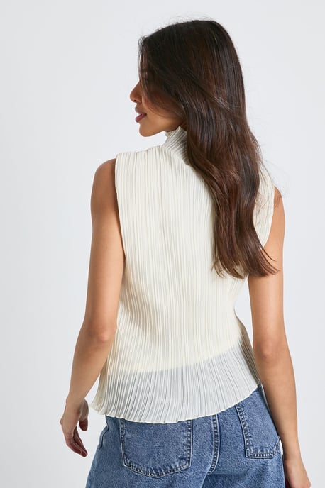 Plisse High Neck Blouse - Image 2