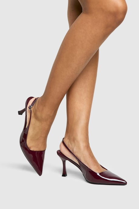 Patent Slingback Pointed Court Shoes - Image 1