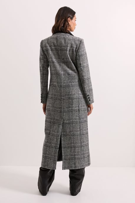 Check Contrast Midi Coat - Image 3