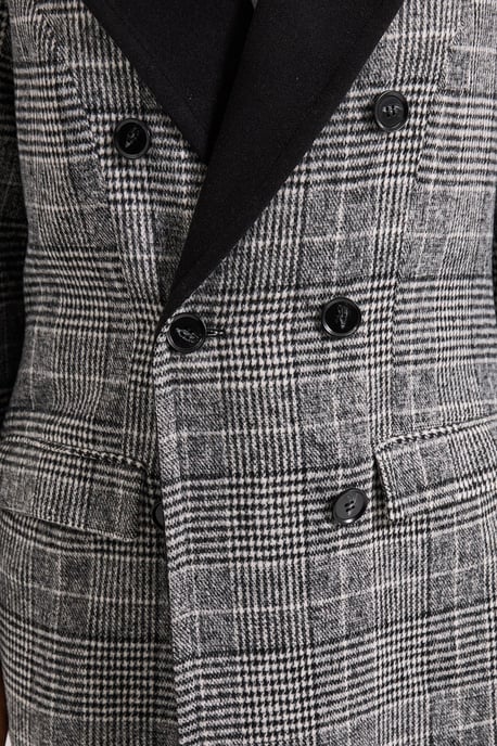 Check Contrast Midi Coat - Image 5