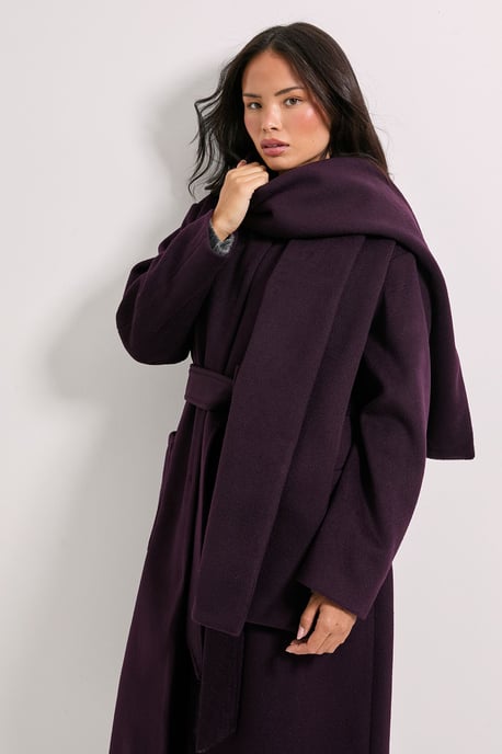 Belted Round Neck Scarf Coat - Image 2
