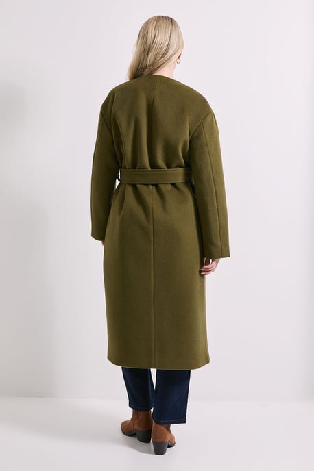 Belted Round Neck Scarf Coat - Image 3