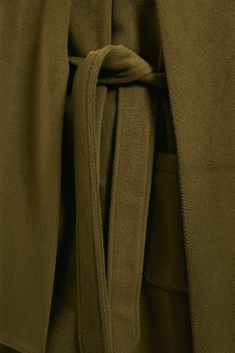 Belted Round Neck Scarf Coat - Image 5