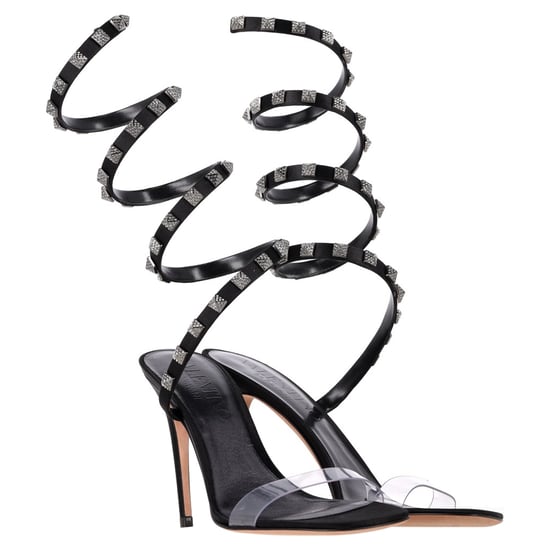 Valentino Garavani Rockstud Wikkelsandalen met Hakken in Zwart Leer - Image 4