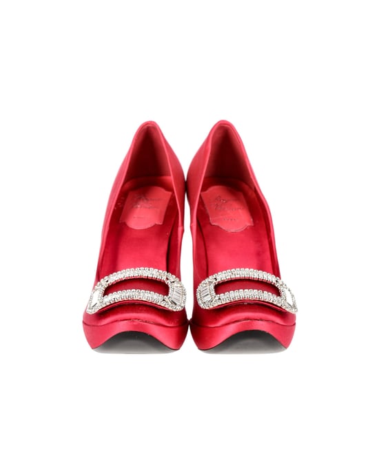 Roger Vivier Fragola Buckle Pumps in Pink Satin - Image 3