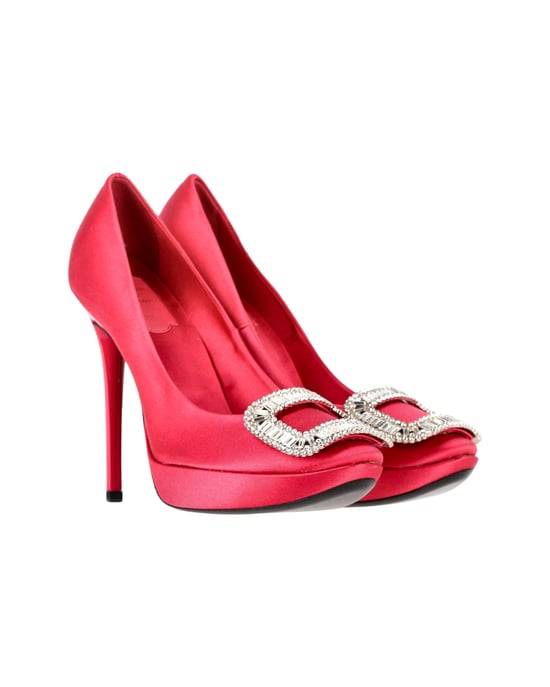 Roger Vivier Fragola Buckle Pumps in Pink Satin - Image 4