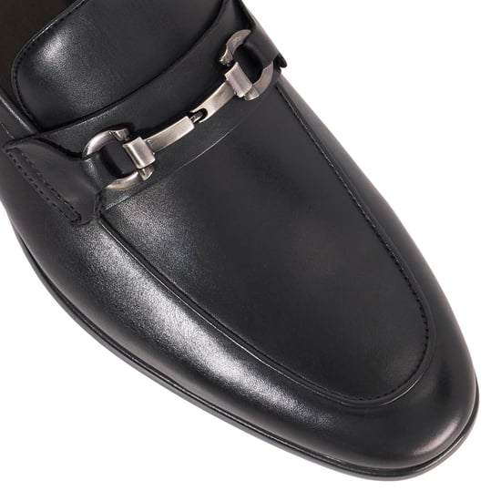 Dune Seymore Leather Men's Black Slip-On Shoes - Image 5