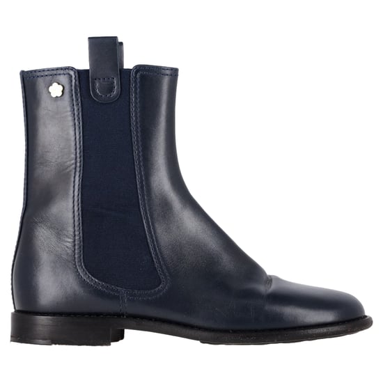 Chanel Chelsea Boots in Navy Blue Leather - Image 1