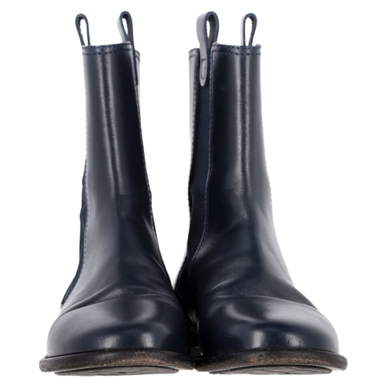 Chanel Chelsea Boots in Navy Blue Leather - Image 2