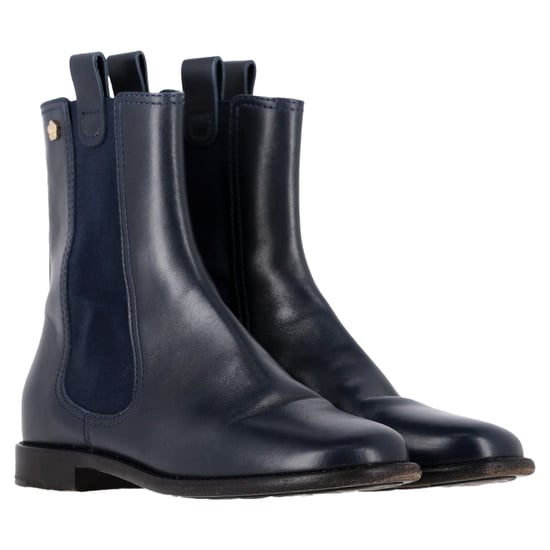 Chanel Chelsea Boots in Navy Blue Leather - Image 4