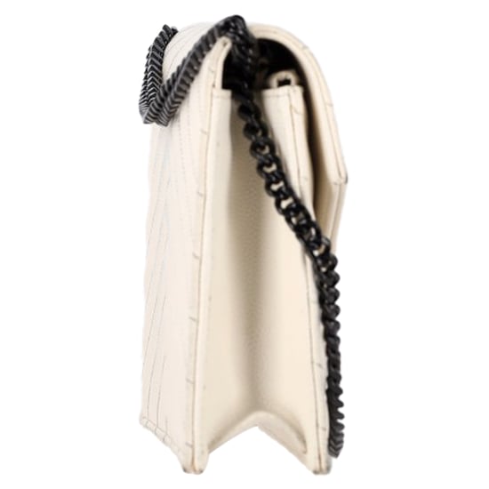 Saint Laurent Matelasse Quilted Grained Envelope Chain Wallet Bag in White Leather - Image 3