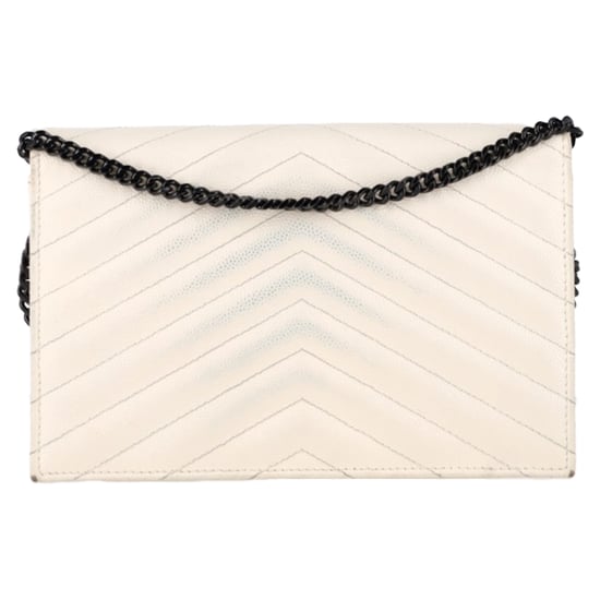 Saint Laurent Matelasse Quilted Grained Envelope Chain Wallet Bag in White Leather - Image 4